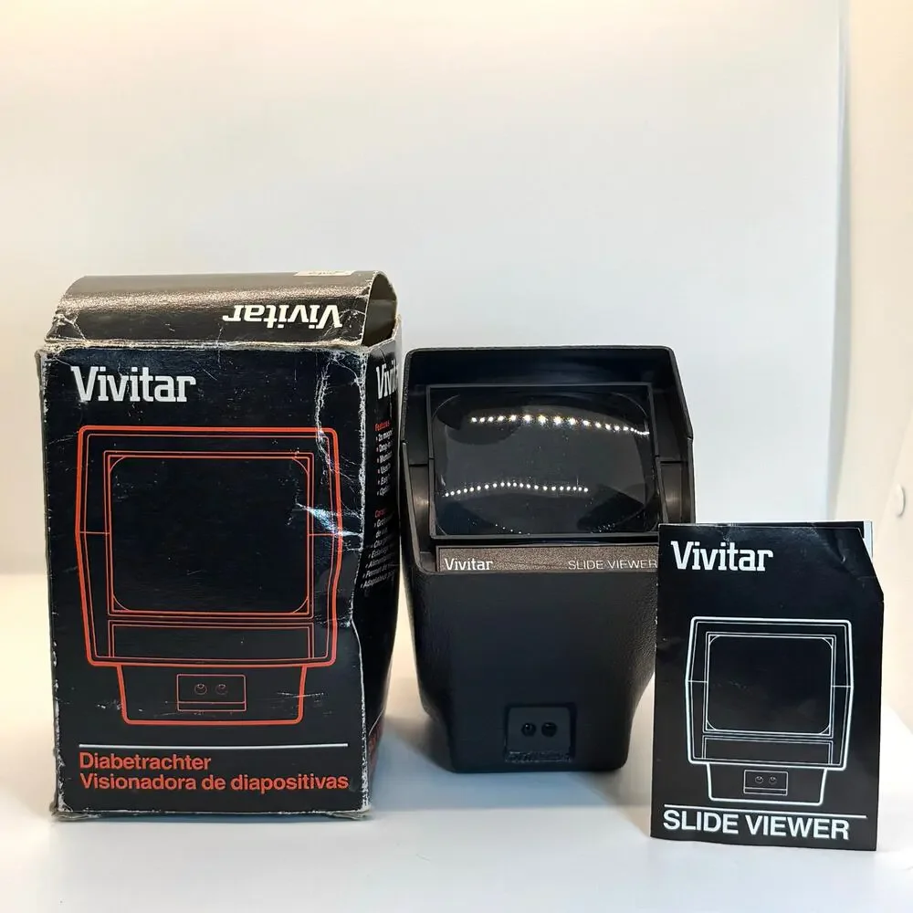 VTG Vivitar Slide Viewer Lighted 35mm Film Viewer 2x Magnifier w Box Retro Photo